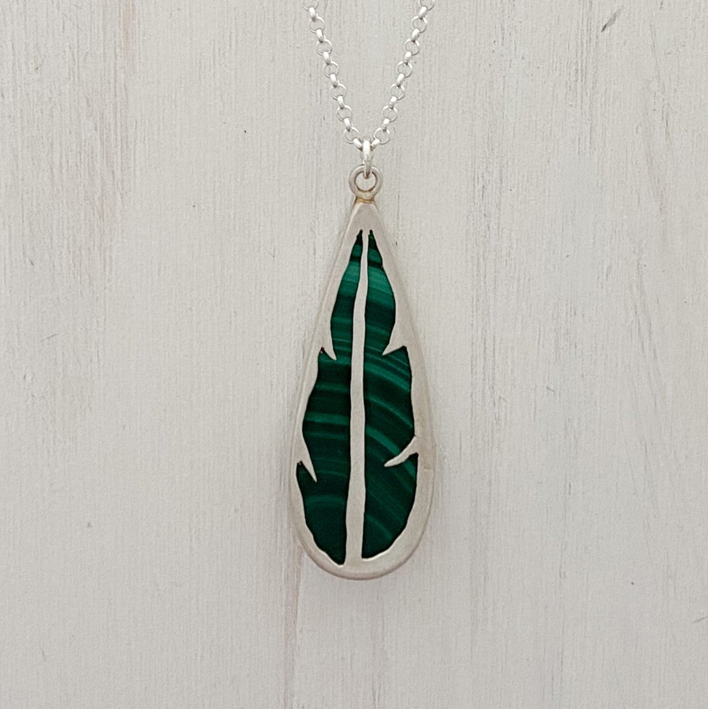 Malachite Pendant with Leaf