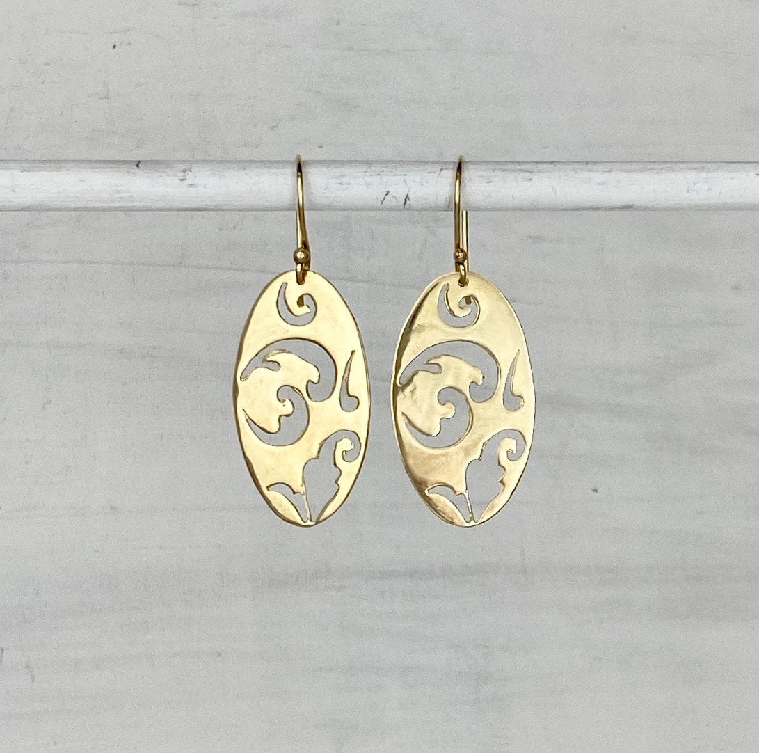 14k Gold Paisley Dangle Earrings