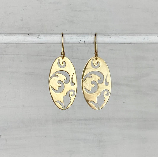 14k Gold Paisley Dangle Earrings