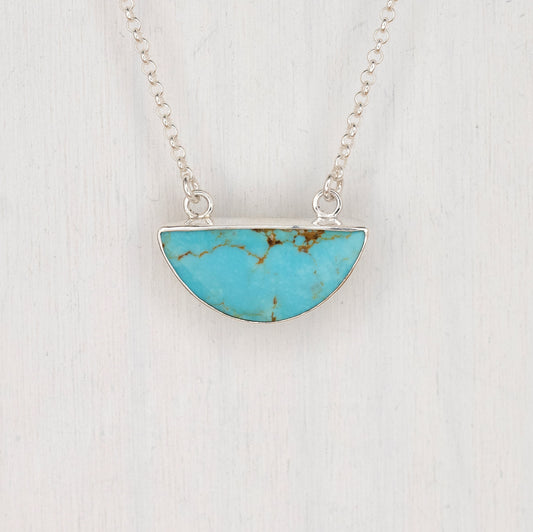 Half-Round Turquoise Pendant with Wave