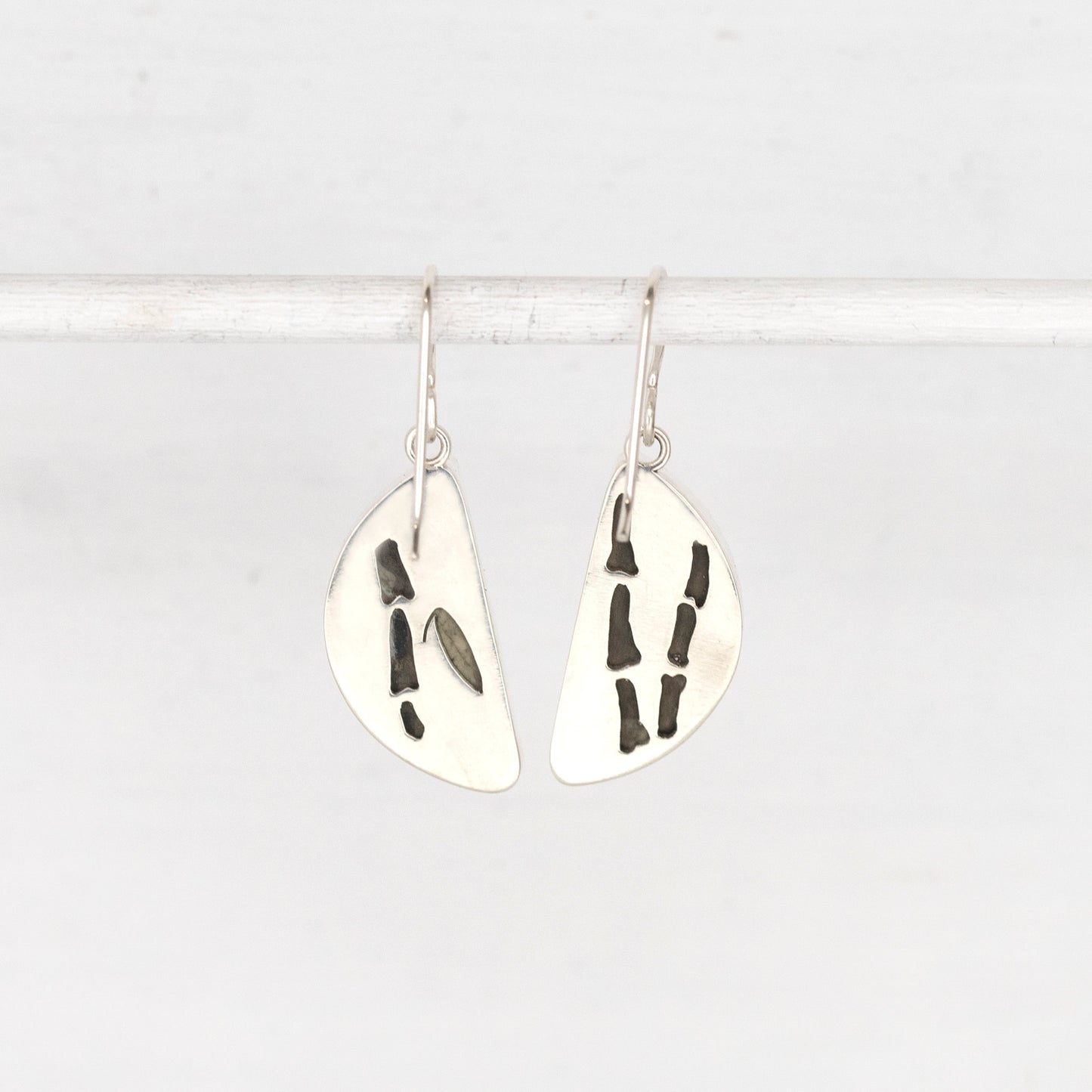 Chinese Writing Stone Dangle Earrings with Bamboo