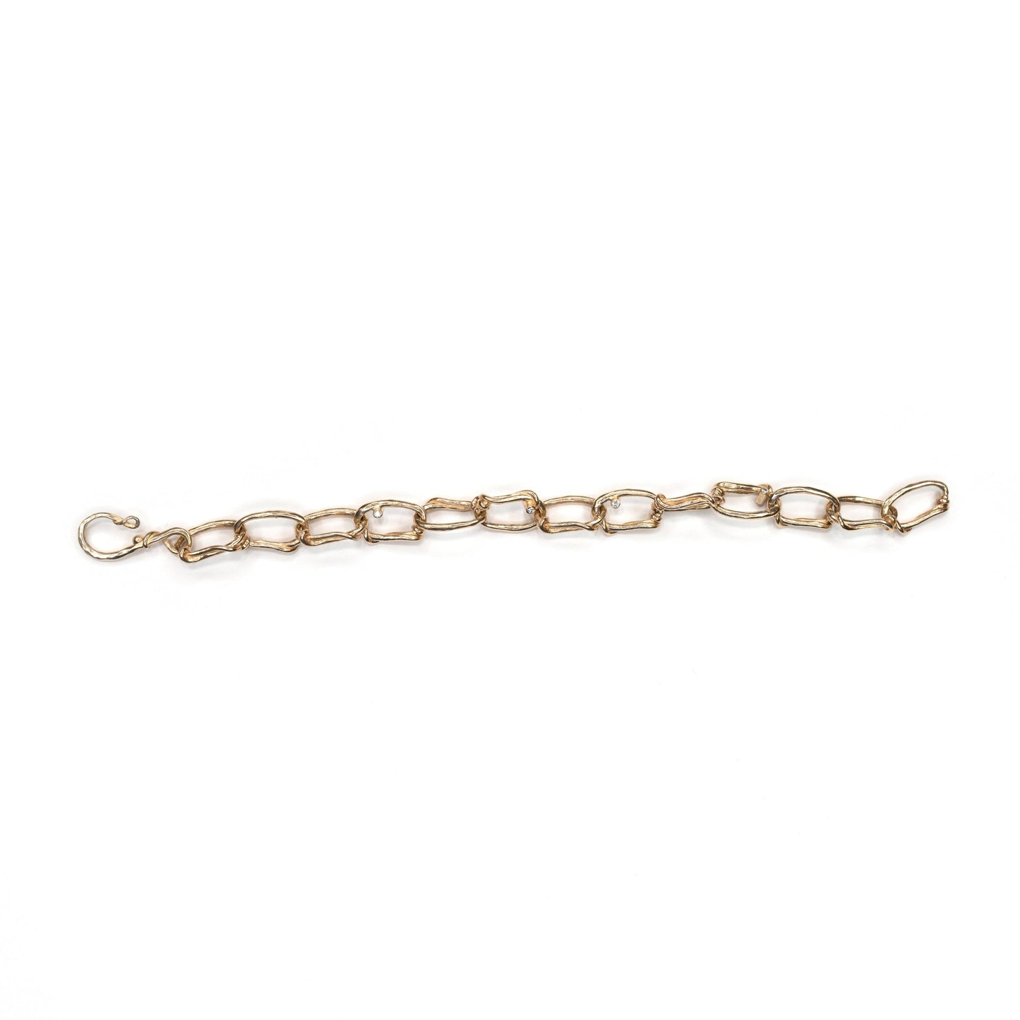 14k Oval Link Chunky Chain Yellow or White Gold Bracelet with Diamonds