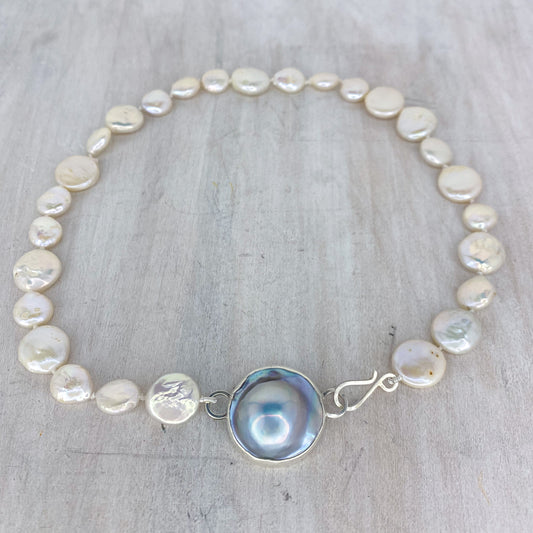 All the Way Around Mabe Pearl Necklace with Conch Shell Detail