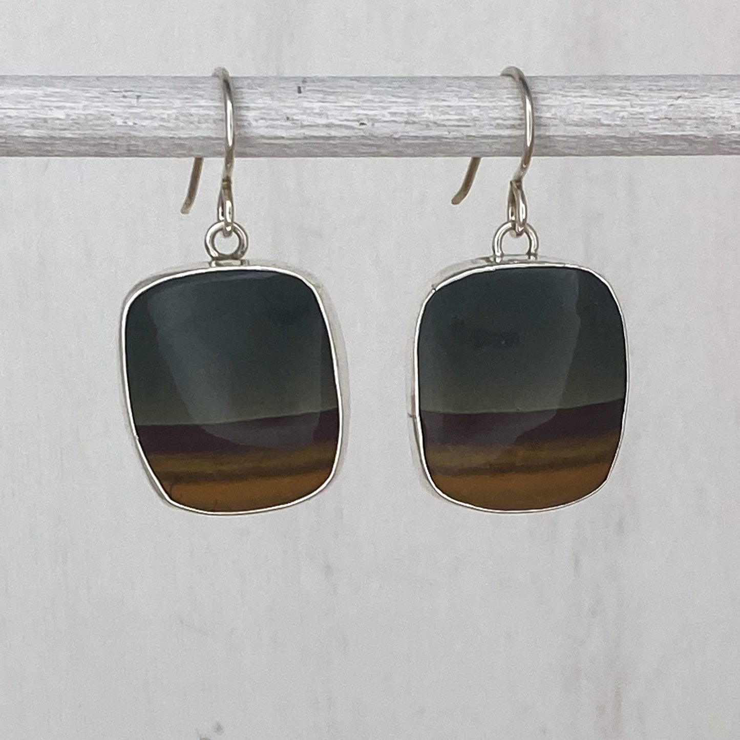 Landscape Jasper Earrings with Sun