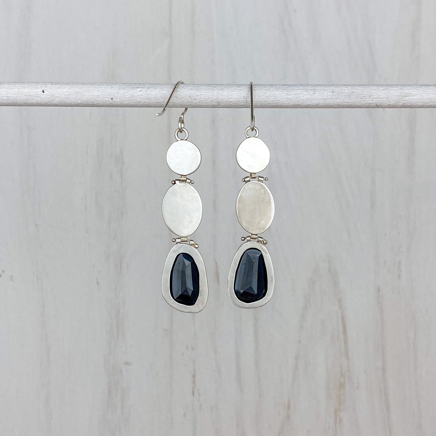 Turquoise, Mother of Pearl, and Spinel Earrings