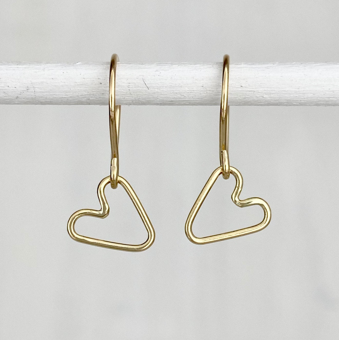 14k Gold Connected Hearts Dangle Earrings
