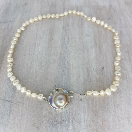 All the Way Around Mabe Pearl Necklace with Wave Detail