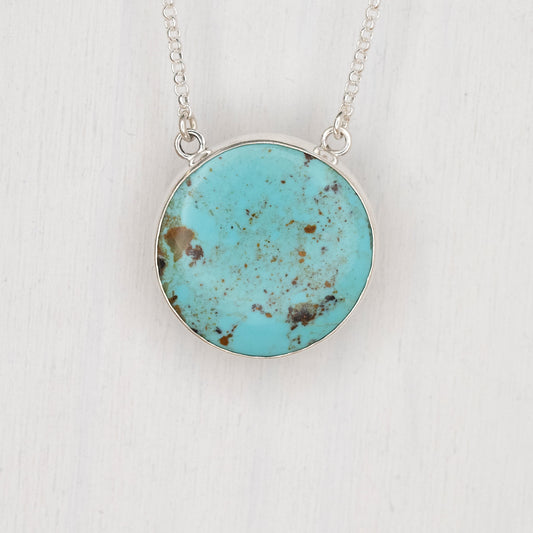 Round Turquoise Pendant with Wave