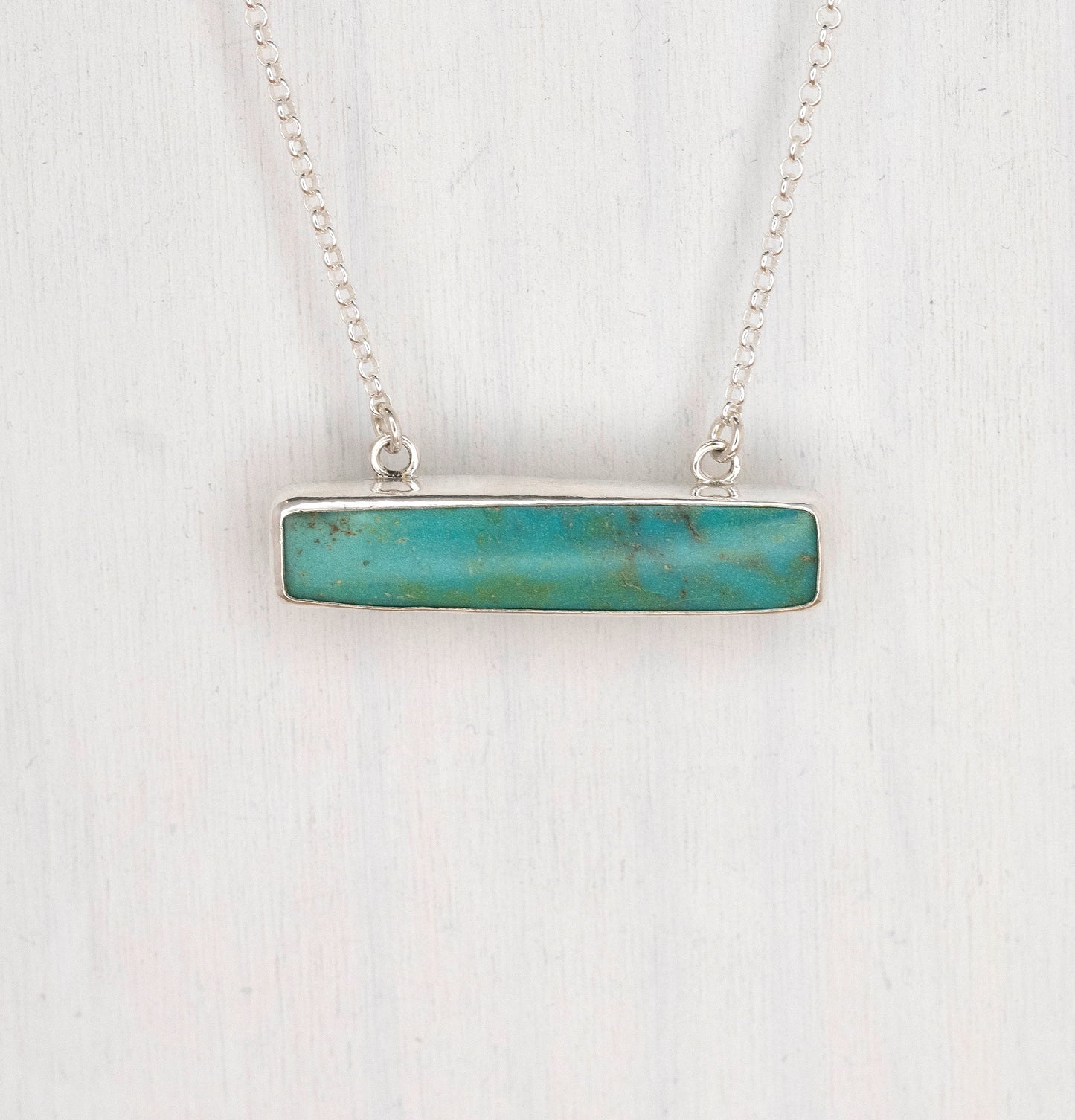 Rectangular Turquoise Pendant with Wave