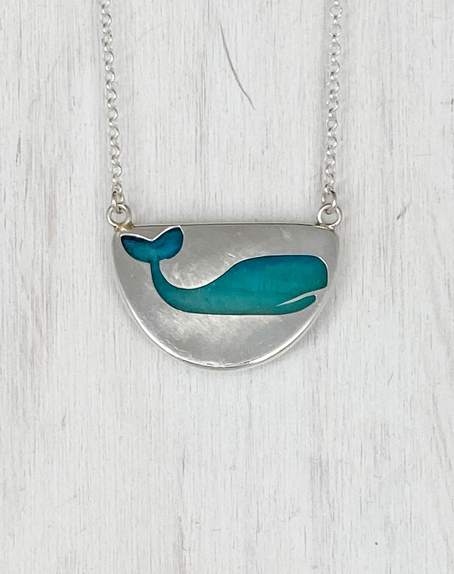 Opalized Wood Pendant with Whale