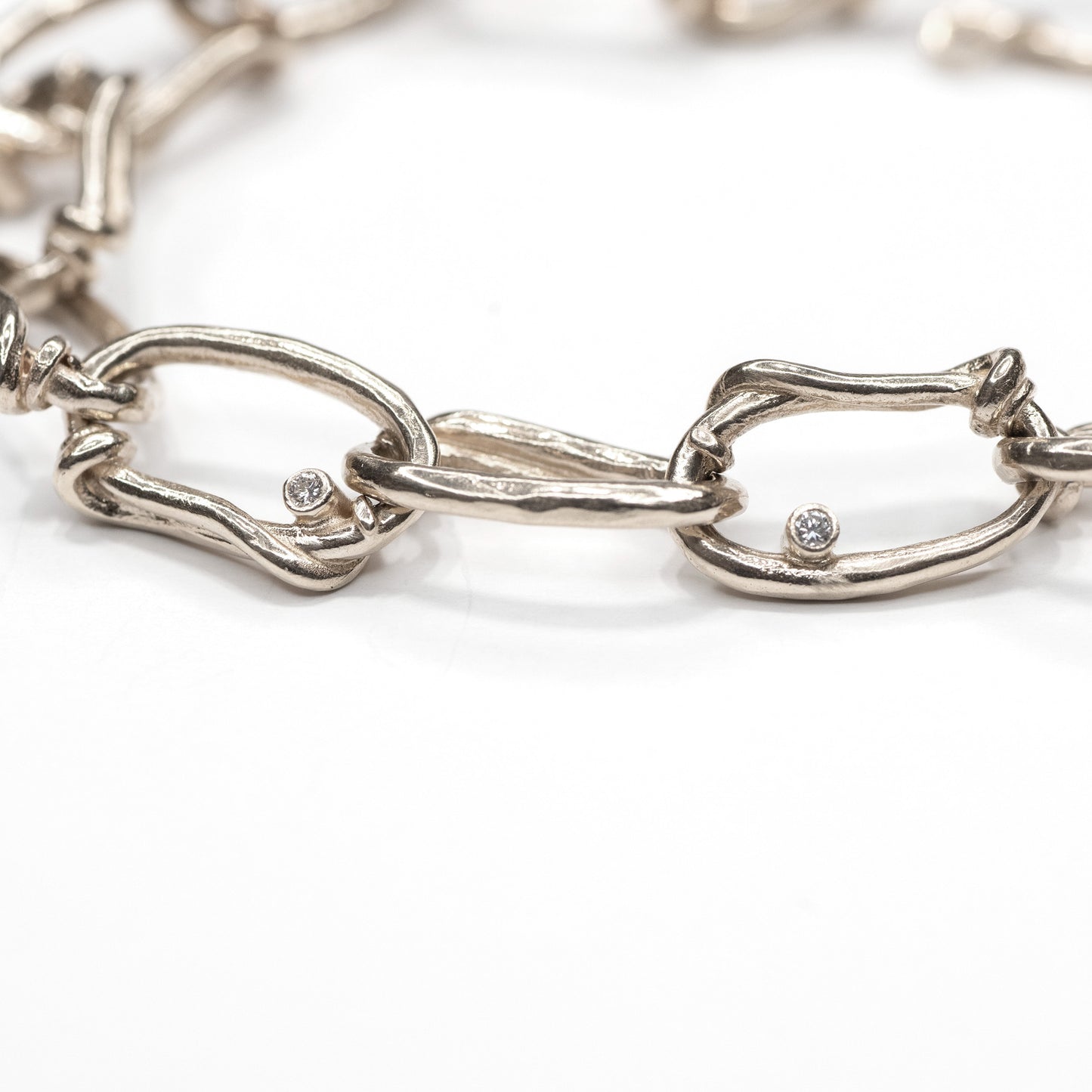 14k Oval Link Chunky Chain Yellow or White Gold Bracelet with Diamonds