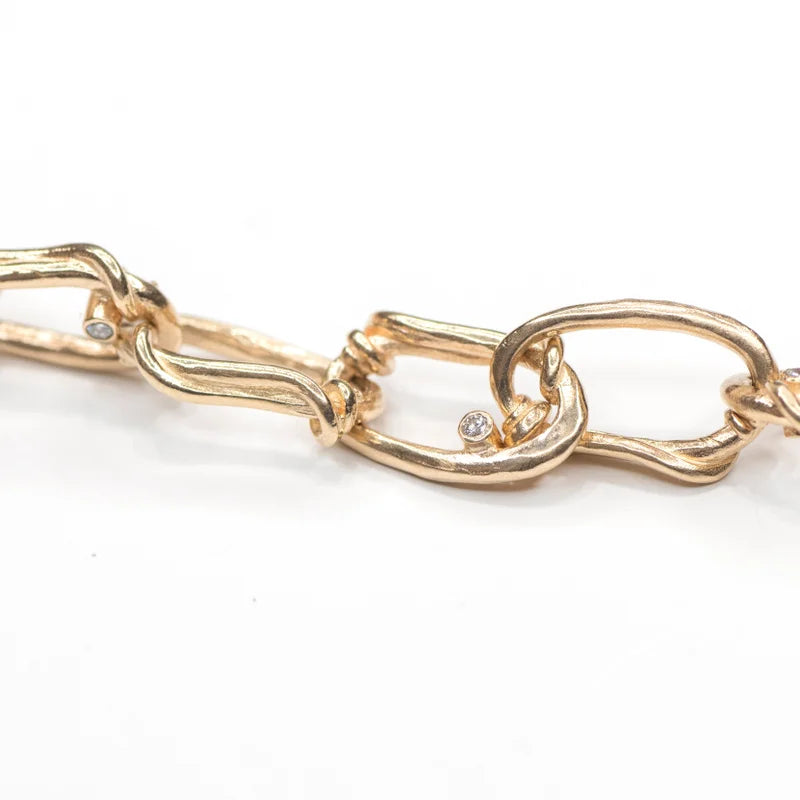 14k Oval Link Chunky Chain White or Yellow Gold Necklace with Diamonds