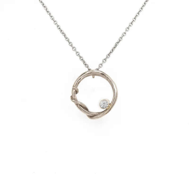 14kt Small Circle Link White or Yellow Gold Necklace with Sapphire or Diamond