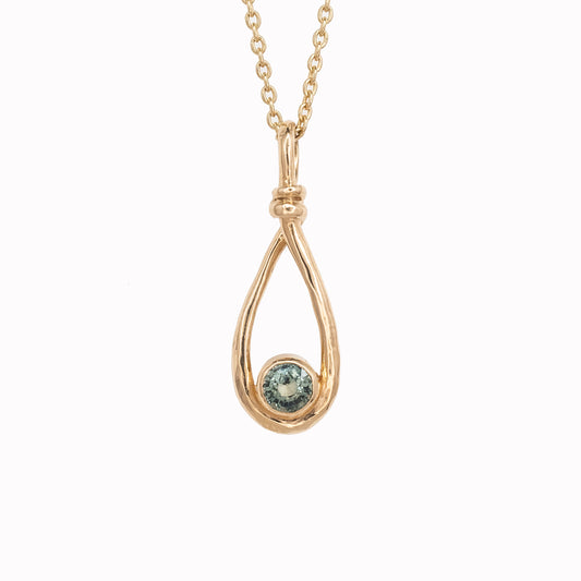 14k Teardrop White or Yellow Gold Necklace with Sapphire or Diamond